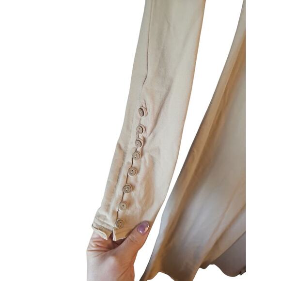 Free People FP Beach Iris Body Con Ivory Long Sleeve Maxi Dress Size Small - Picture 5 of 10